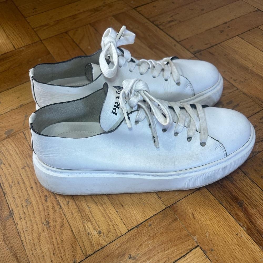 SOLD! Prada leather platform sneakers White 40 - Picture 3 of 13